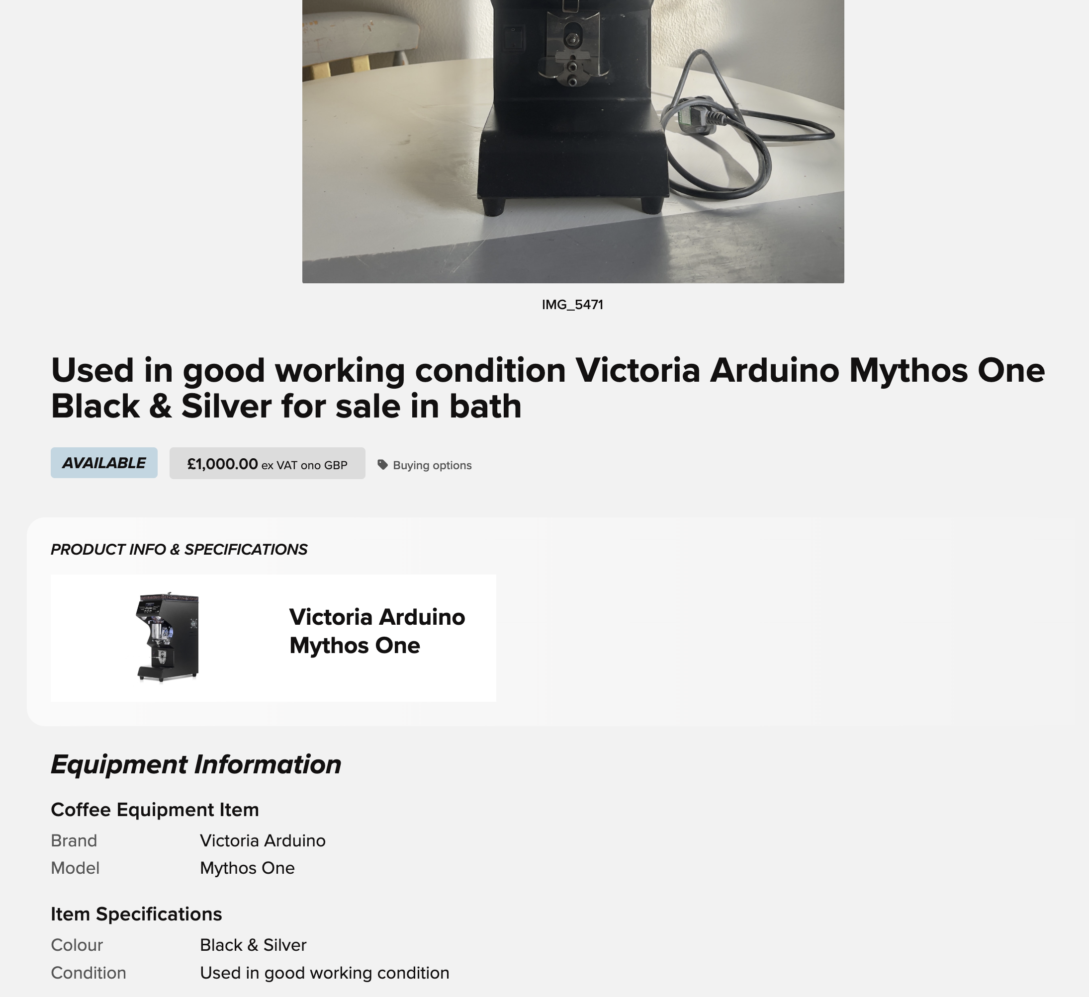United Baristas Market Product Catalogue Victoria Arduino Mythos One