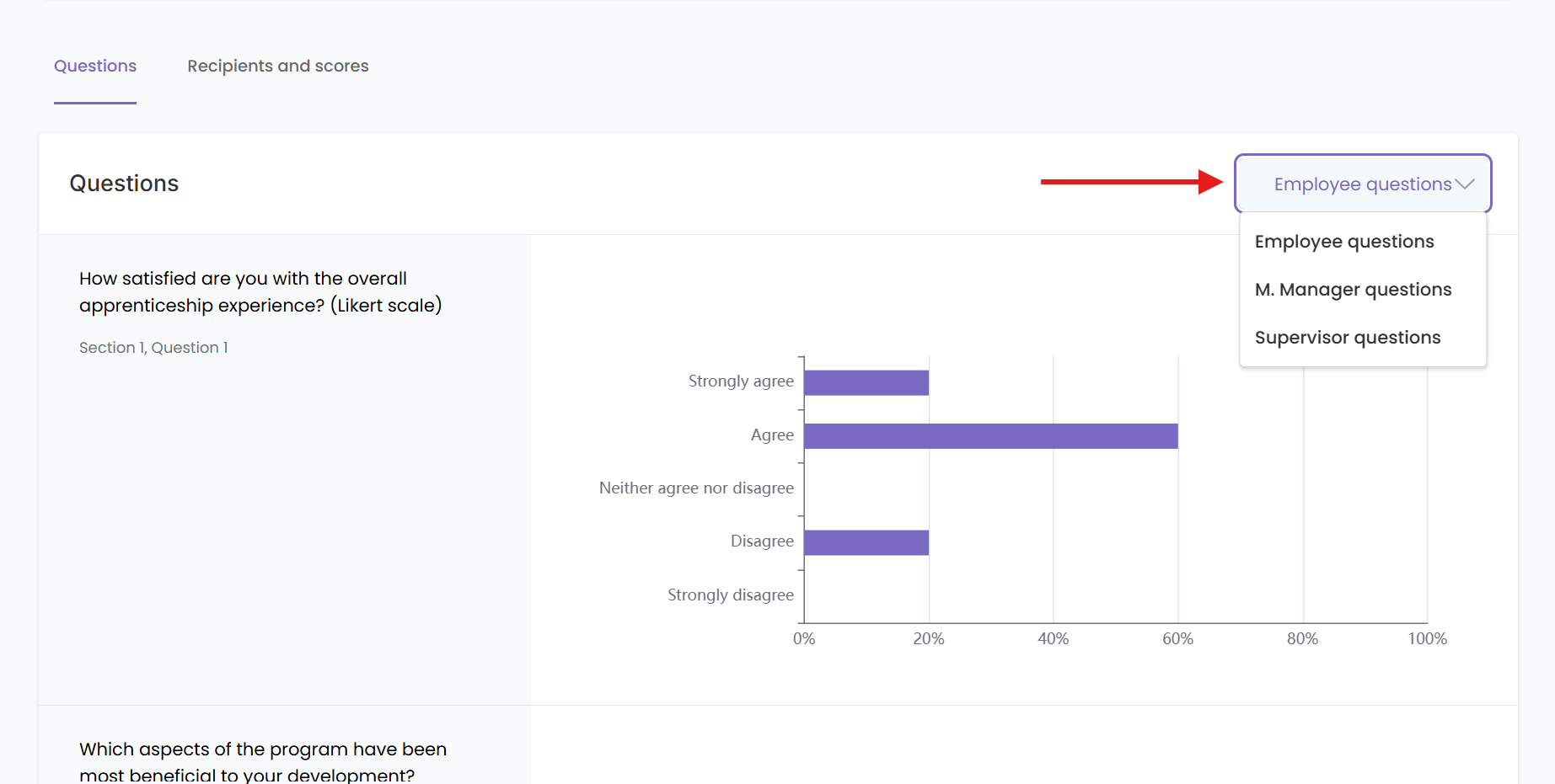 feedback analytics dropdoown