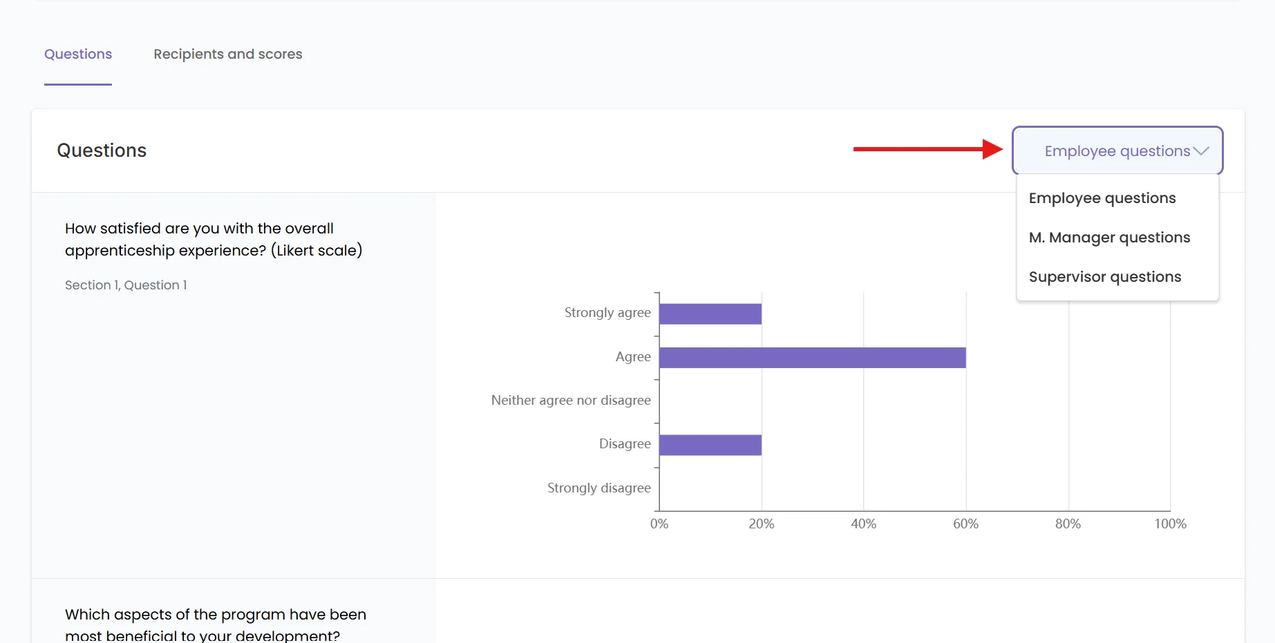 feedback analytics dropdoown