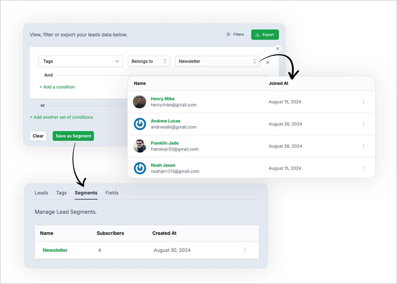 lead filters and segment