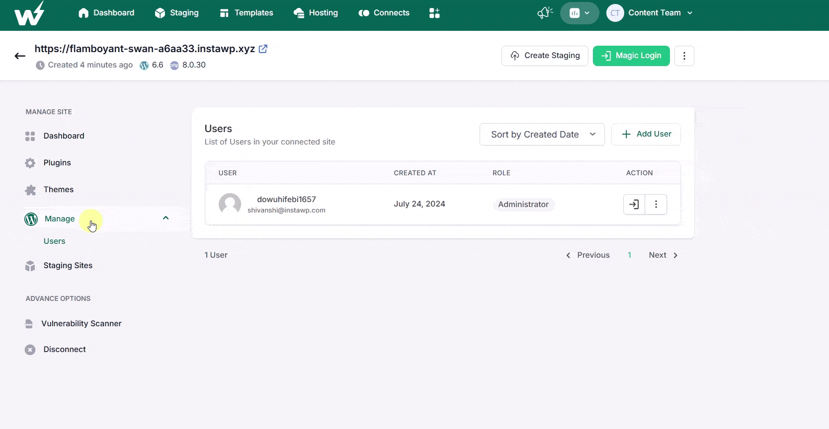 Manage Sites - Add Users