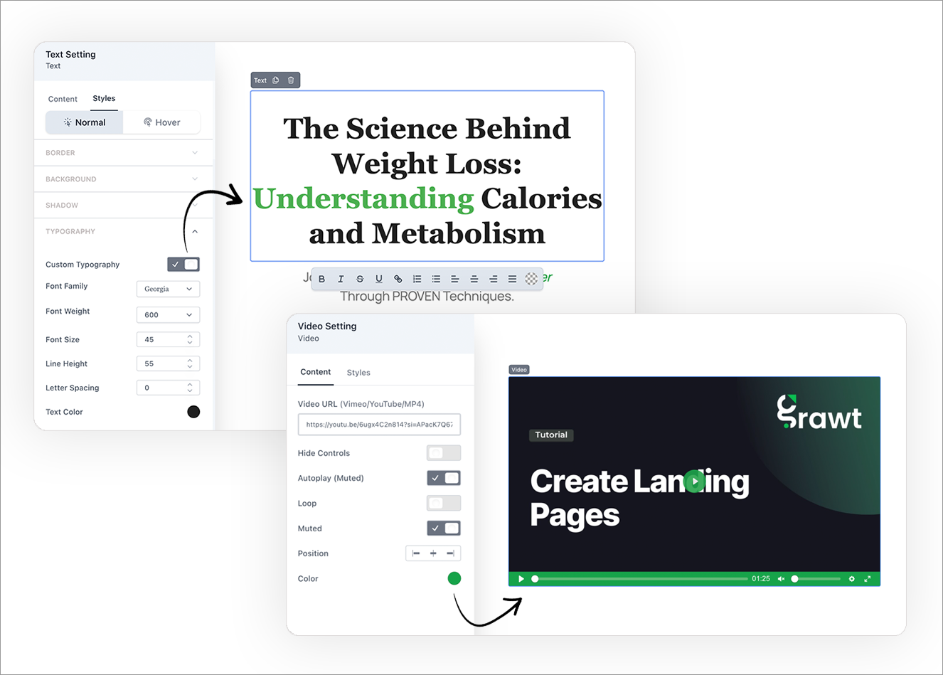 custom typo and video element UI