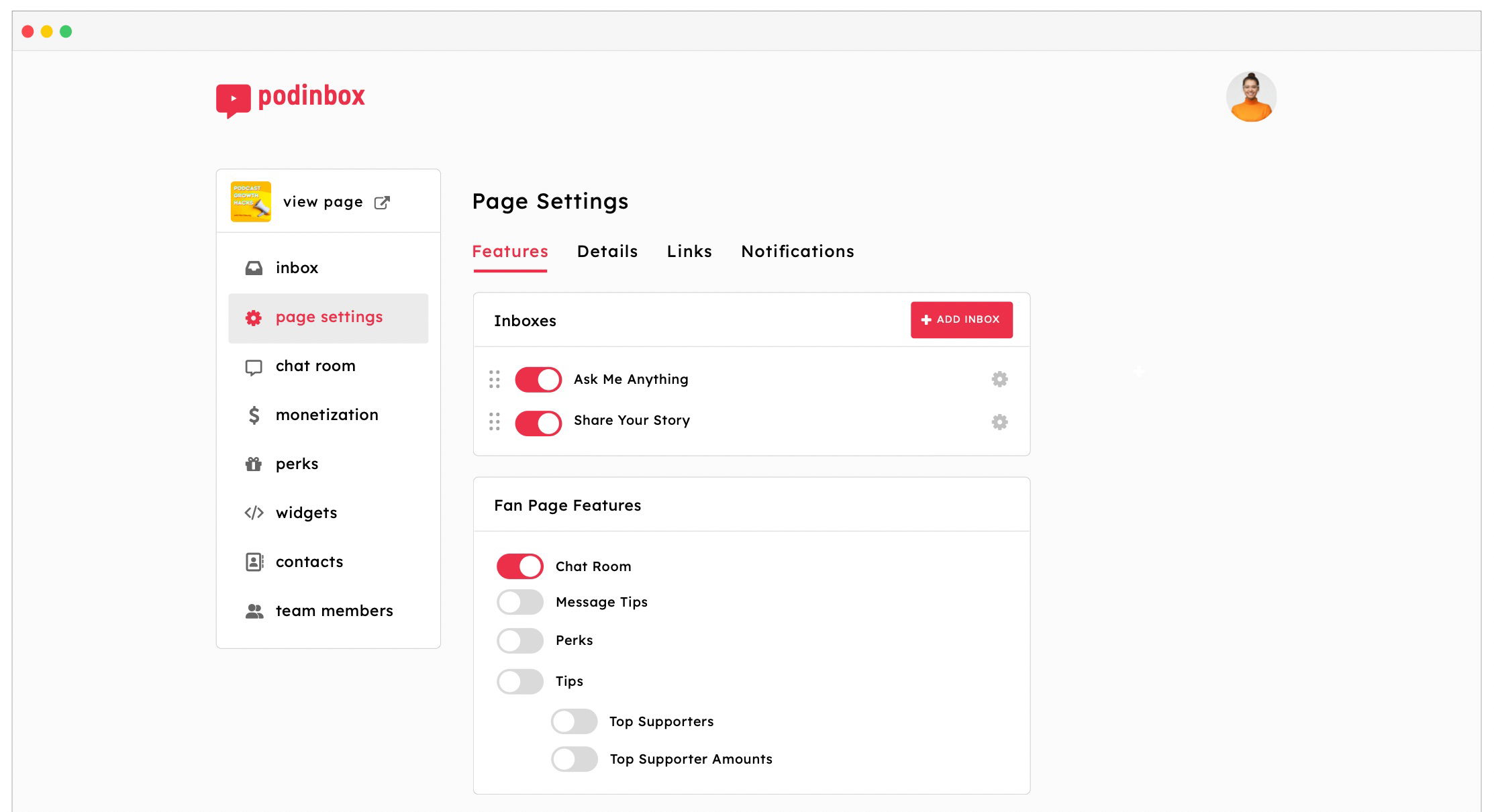 Dashboard - Settings