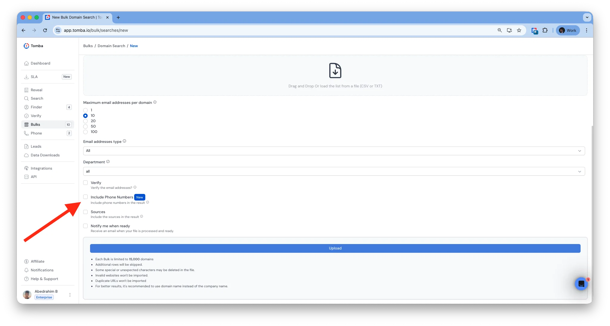 bulk domain phone
