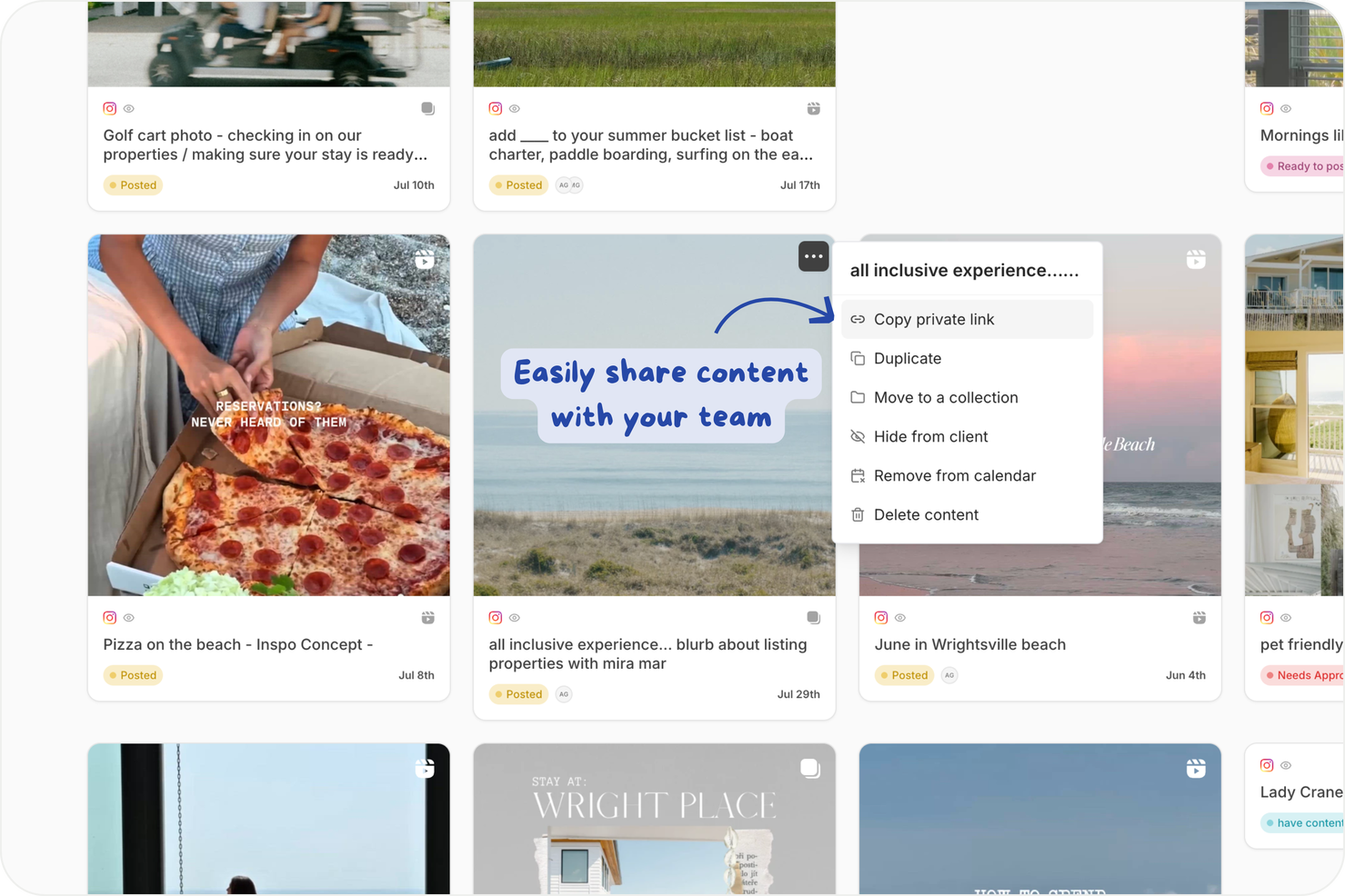 Easily share content with your team