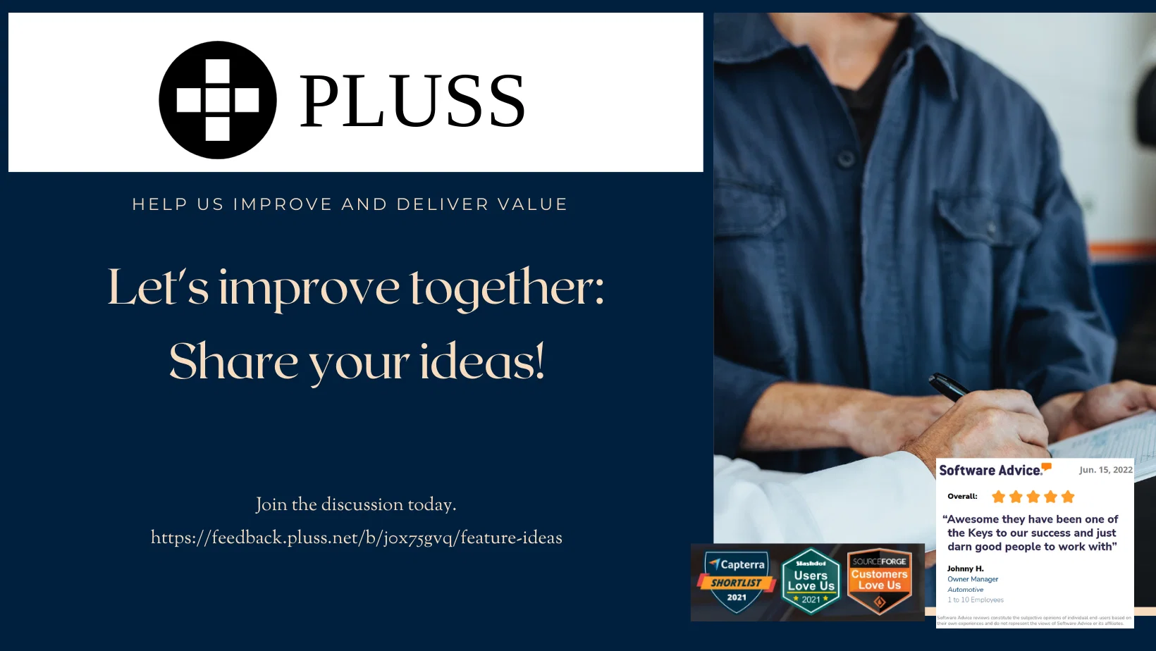 Let's improve together Customer Feedback and Ideas Webinar.