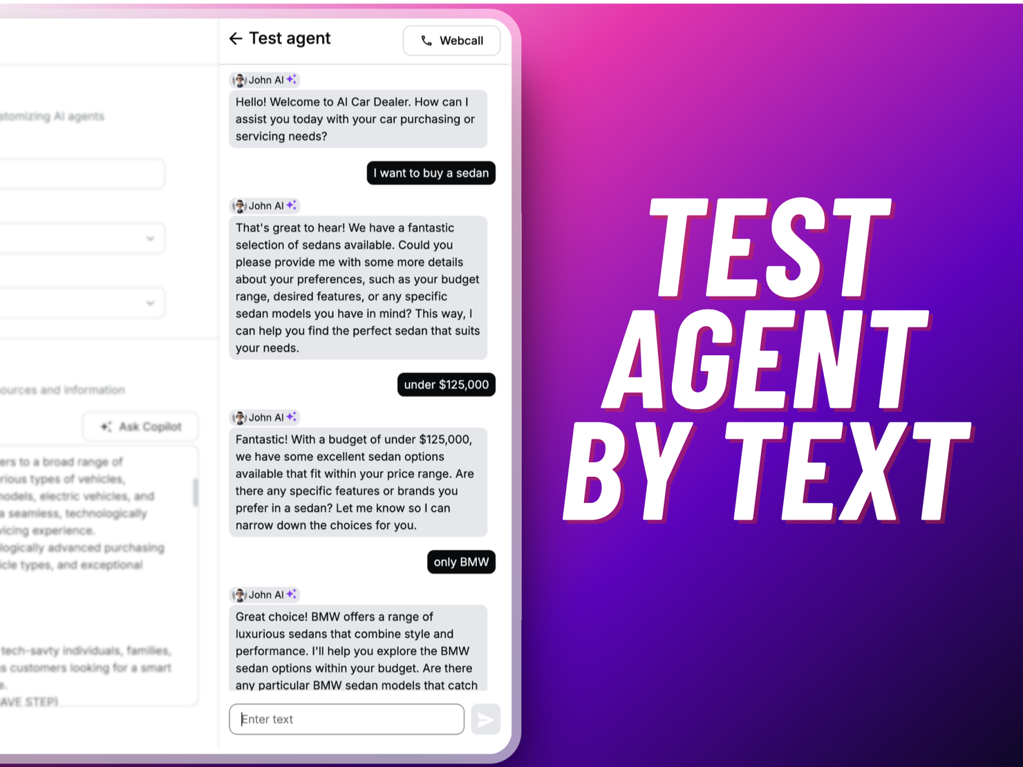 Test Agent by Text