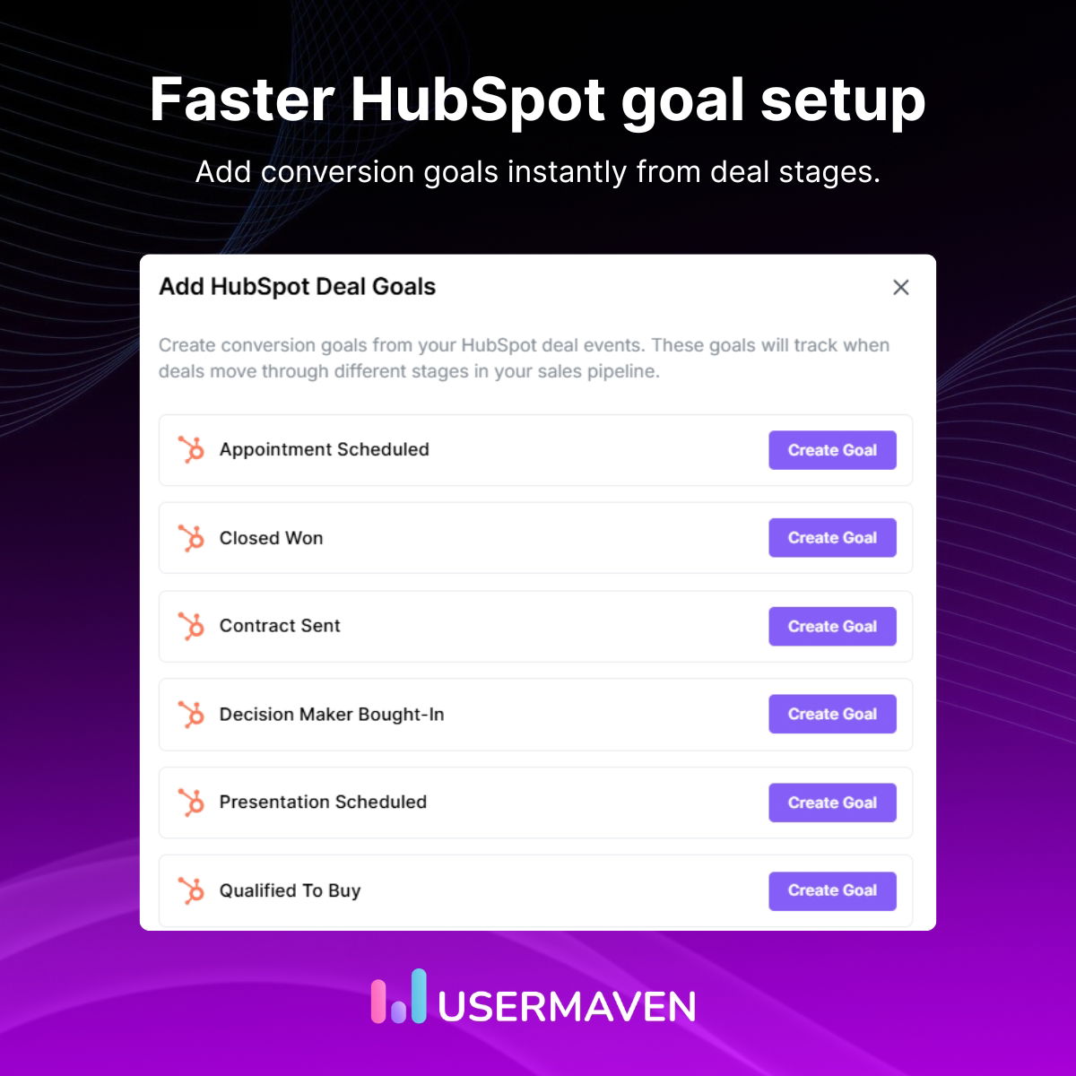 HubSpot goal suggestions