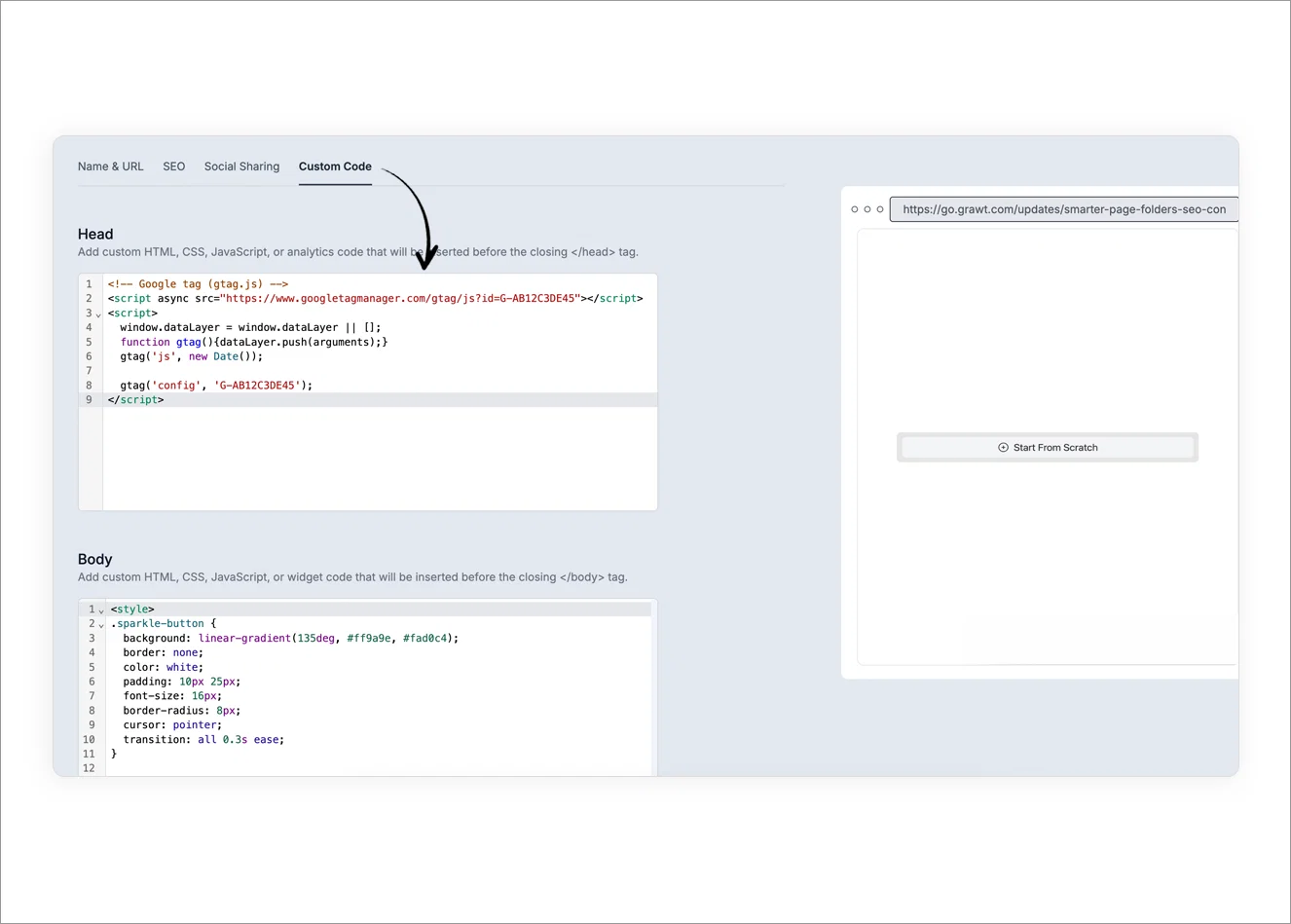 Custom code update img