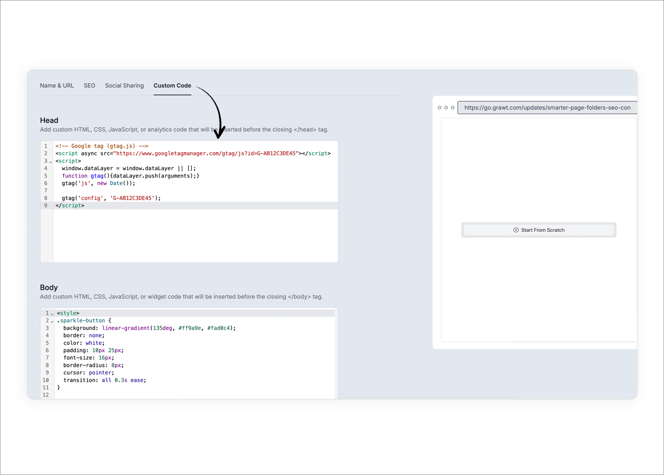 Custom code update img