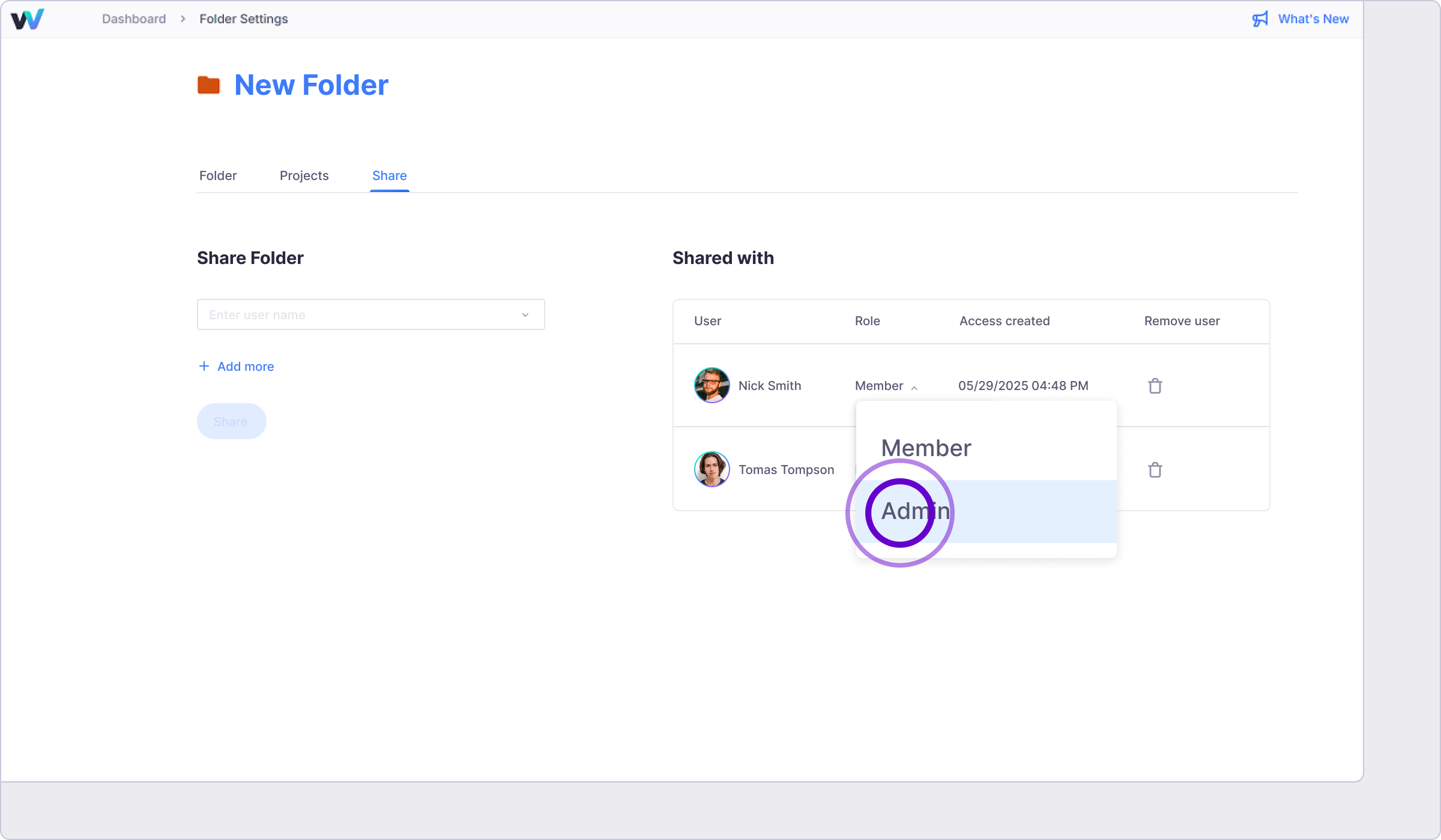 Folder roles