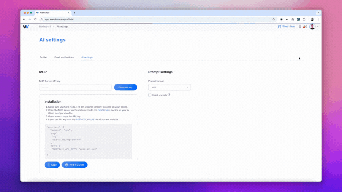 Cursor 1-click integration