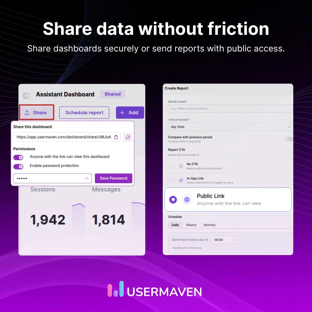 Share dashboards and reports with more control