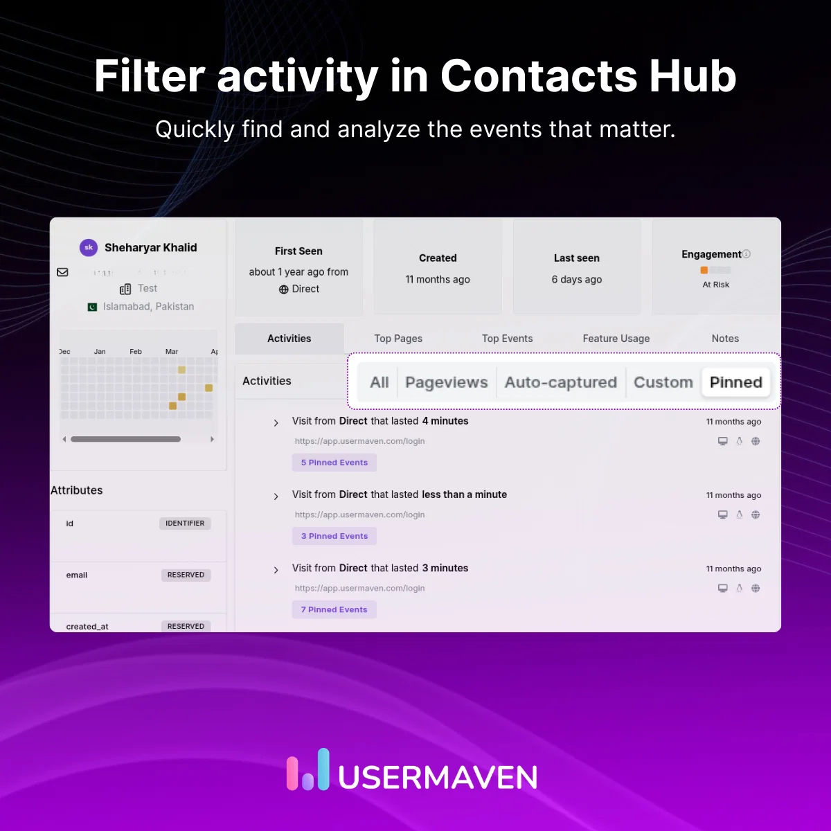 Filter contact activity in Contacts Hub