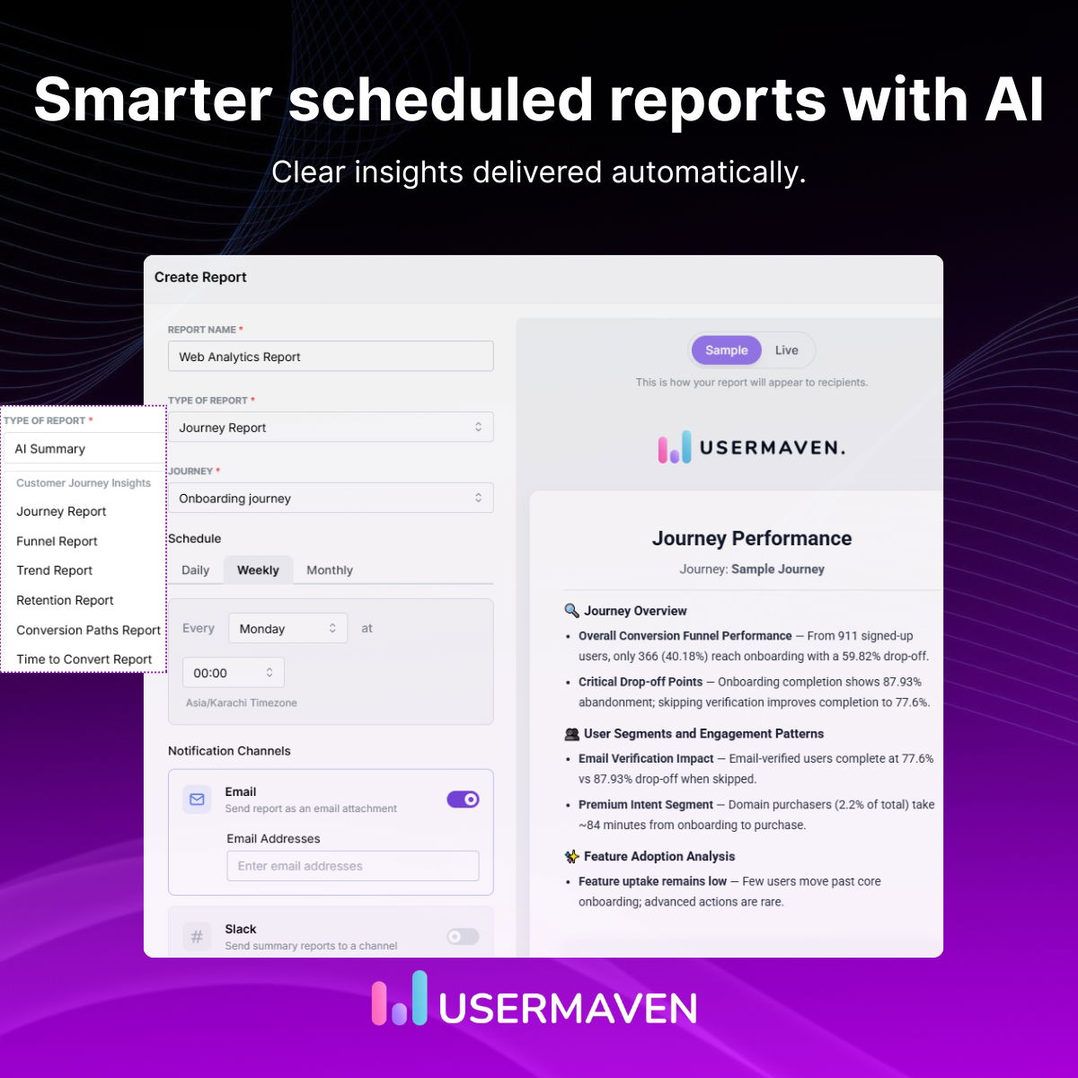 AI-powered summaries expanded across scheduled reports