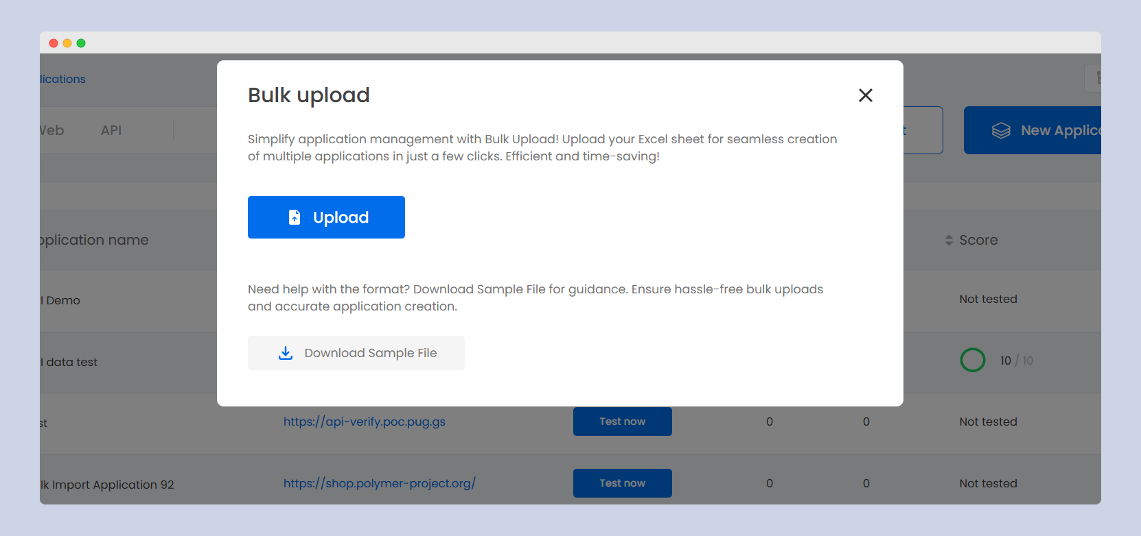 Bulk import feature