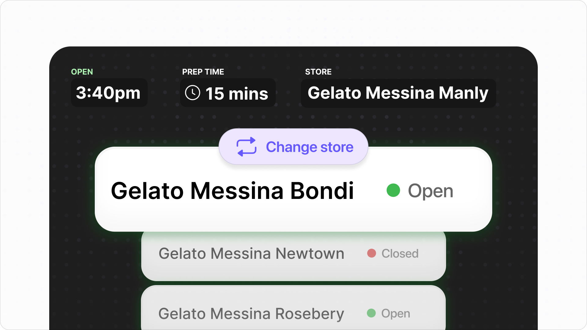 Orders Manager Change Stores