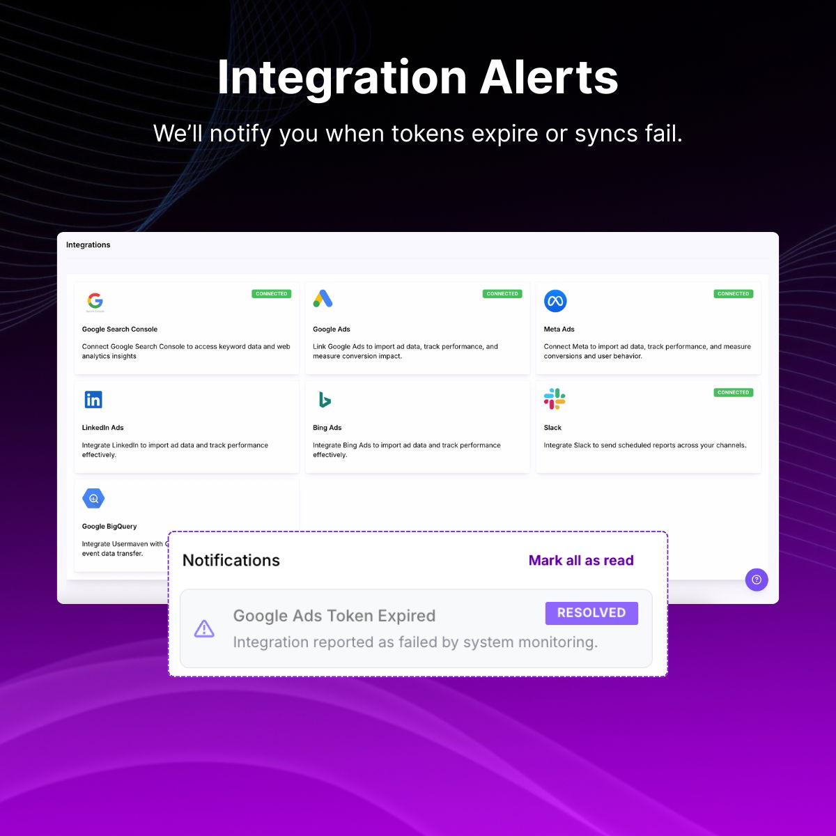 Usermaven integrations and email alerts