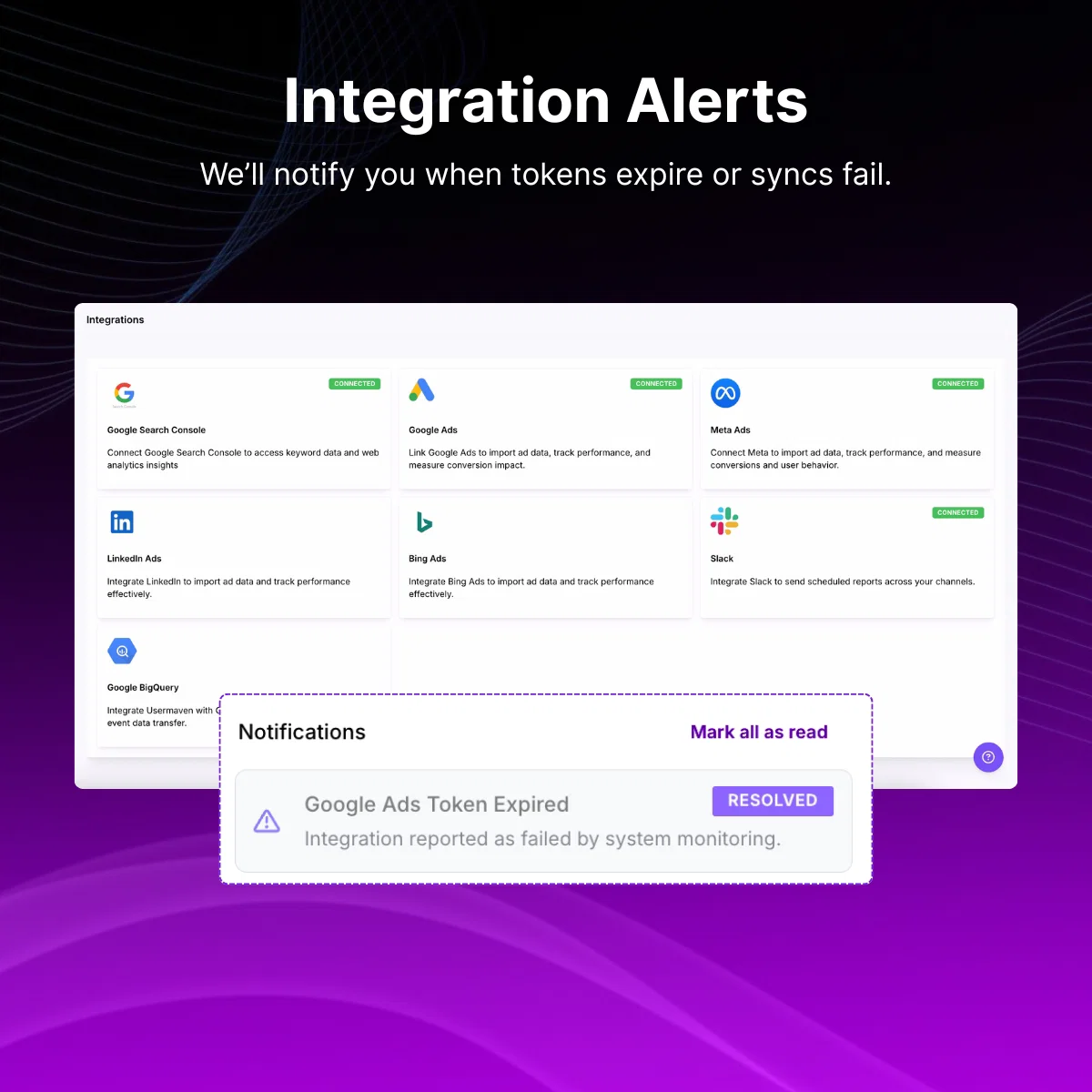 Usermaven integrations and email alerts
