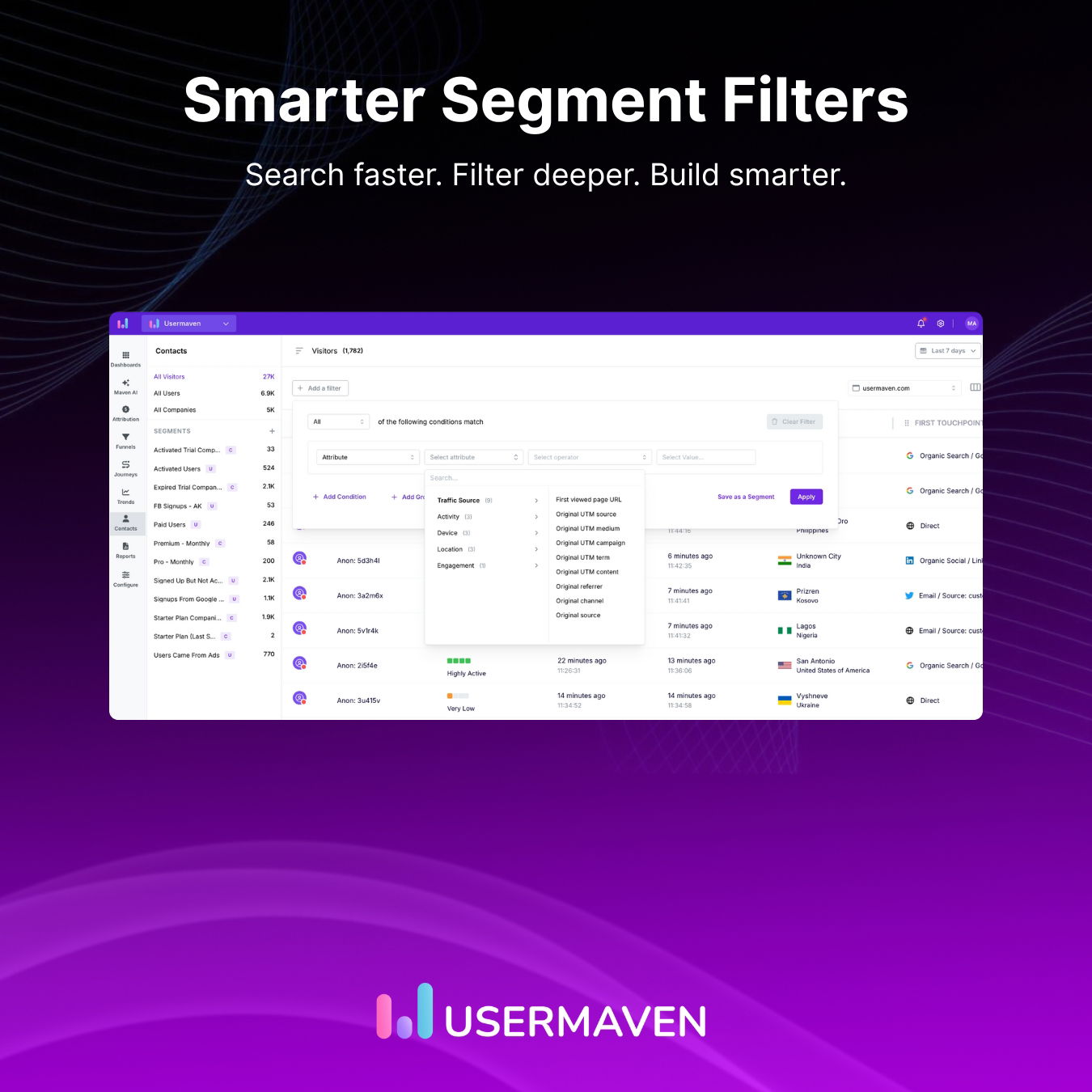 Smart Segment Filters Usermaven