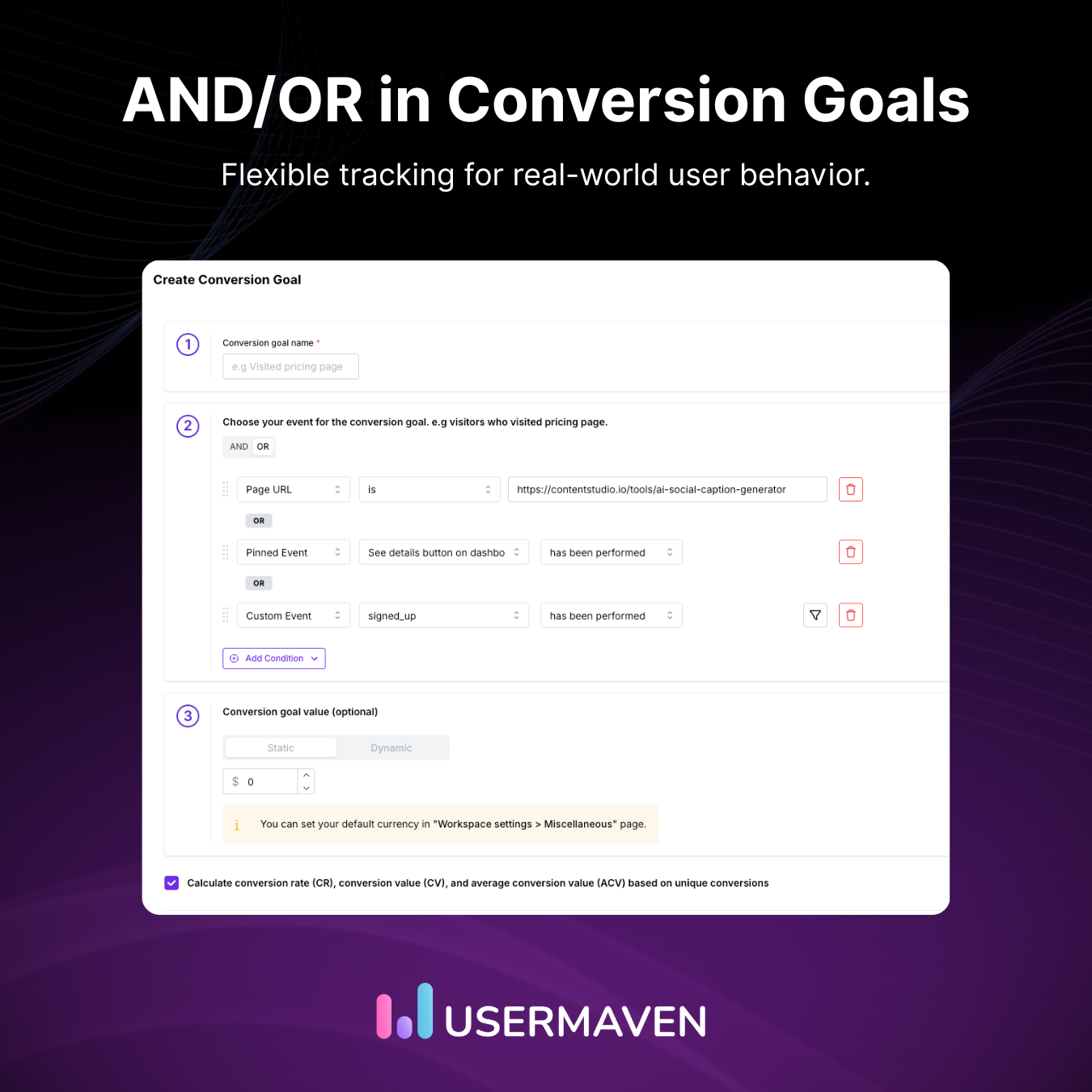 AND:OR in conversion goals