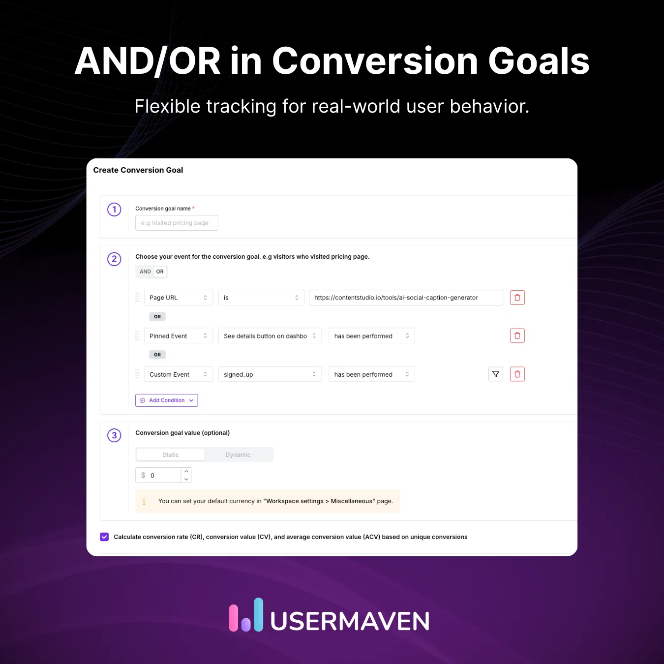 AND:OR in conversion goals