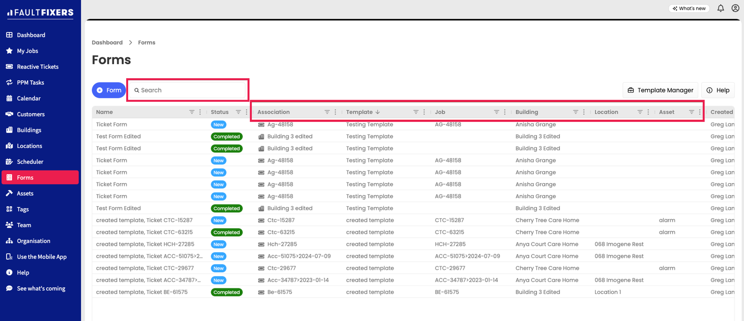 forms filters