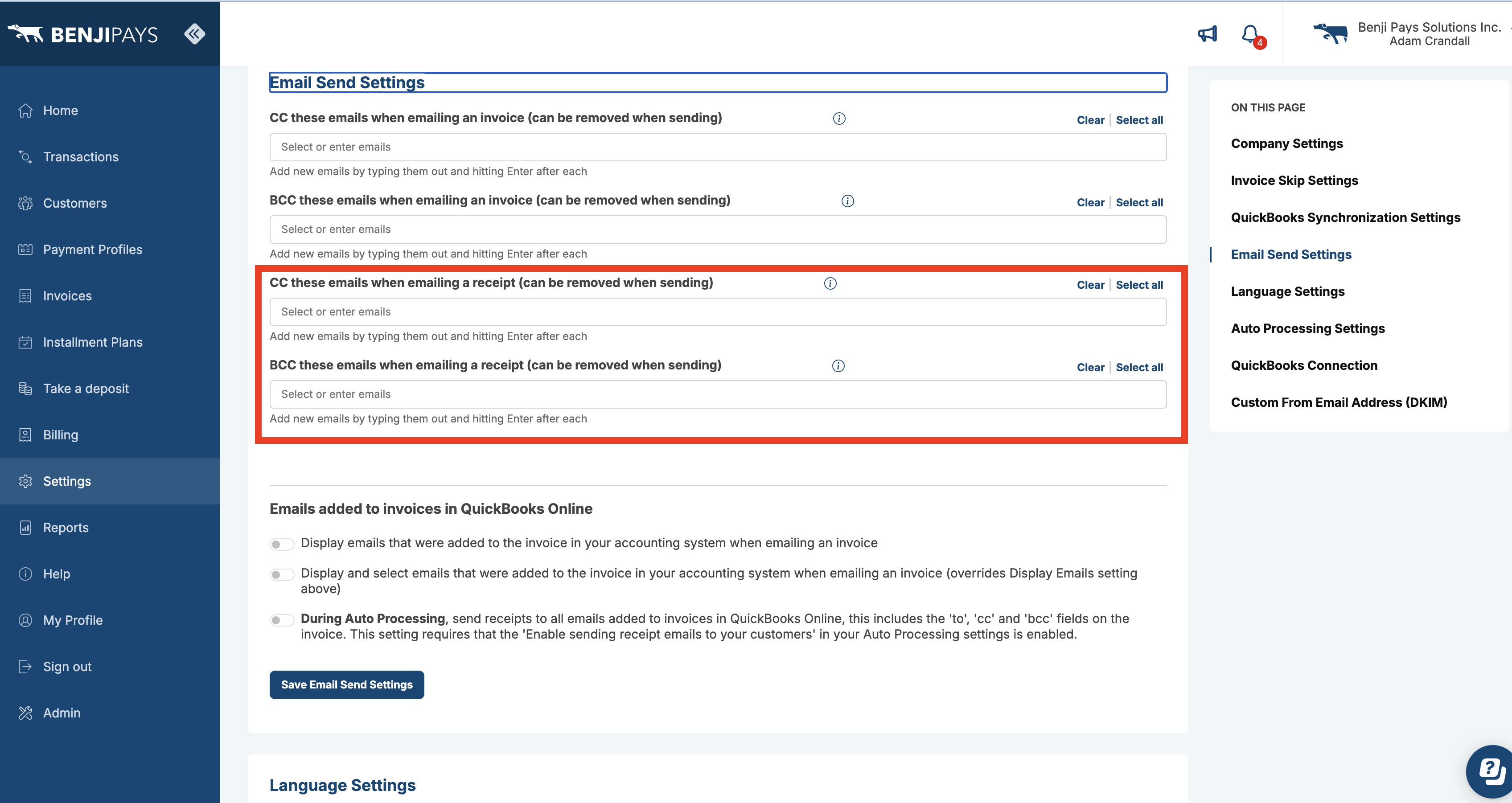 Email CC Option Edit