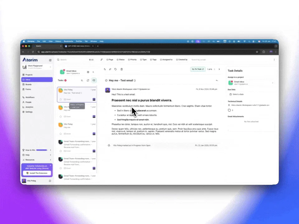 Bulk Actions Inbox